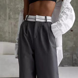 Fongt 2025 New Solid Fashion Thin Leisure Trousers Small Design Tug Suit Pants