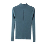 Fongt Collar Sweater Bottomed Women's Long-Sleeved Top 2024 Autumn And Winter New Button Tight Knitted