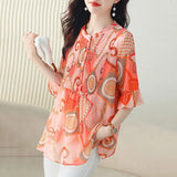 Fongt High-End Chiffon Middle Sleeve Shirt 2023 New Foreign Style Small Shirt To Cover The Belly Large Size Jacket-Outfit