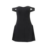 Off-Shoulder A-Line Mini Dress-Outfit