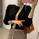 New 2021 Women's Sweaters Autumn Winter Fashionable Elegant Lady Pearl Buttons Short Cardigans Vintage Tops