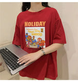 funny printed Loose basic t shirt summer pure cotton Short Sleeve cute T-shirts Women casual white tops tshirt