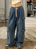 Punk Blue Wash Baggy Cargo Jeans-Outfit