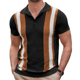 Fongt Men's Summer New Striped Jacket Knits Short Sleeves Business And Leisure Polo