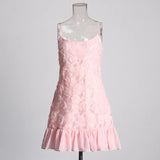 2025 Spring New Fashion Sexy Three-Dimensional Flowers Stitching Design Sense Hanging Lotus Side A-Shaped Dress