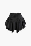 Ruched Drawstring Asymmetrical Mini