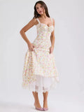 Hot Sale Of New Sexy Slings Print Dress Mid-Length Dress High-End Temperament Thin Tie Dress Dress Dress