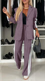 Fongt Casual Black And White Striped Suit Suit Women's Clothing