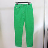 QUALITY Newest 2023 Designer Jeans Women's Top Stitching Contrast Pink Denim Jeans