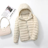 Autumn Winter New Super Light Female Light Hooded Down Jacket Light Female Slim To Add Large Size Light Coat Tide-Outfit