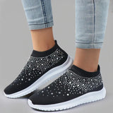 Crystal Breathable Mesh Sneaker Shoes for Women Comfortable Soft Bottom Flats Plus Size 43 Non Slip Casual Shoes Woman-Outfit