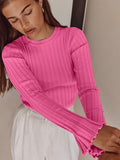 Fongt Collar Knitted Sweater Long-Sleeved Pit Strip Bottom Shirt Solid Color Tight Autumn And Winter Top