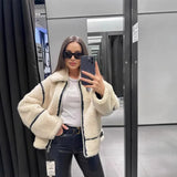 Fongt Women's Clothing Explosion Of Lamb Wool Coat Female Locomotive Fur Locomotive Thick Coat
