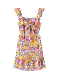 Fongt Spring And Autumn New High Sense 2025 Sweet Fresh Print Deued背 Simple Short Dress