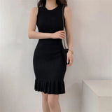 Knitted Summer Thin Dress Long New Slimless Temperament Bottom Vest