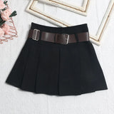 Real Shooting With Belt 100-Folded Skirt 2023 Summer Korean Version Of Small Man Short Skirt High-Waist A Word Umbrella Skirt