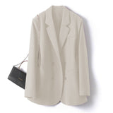 Fongt Small Suit Jacket Female Spring And Autumn Korean Version Loose Temperament Versatile Double Breasted Casual Professional Suit Jacket New-Outfit