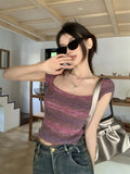 French T-Shirt For Summer New Striped Knitted Jersey With Short-Sleeved