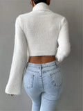 Fongt And Winter New Women's Sweater High-Neck Short-Sleeved Long-Sleeved Solid Anti-Sting Knitted Shirt