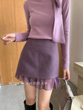 Fongt Xixi 2025 Autumn And Winter White Standard Temperament Pure Color Yarn Wool Half-Body Skirt A Word Short Skirt Woman 85311