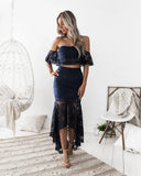 Lace Skirt Tube Top Backless Temperament Pencil Two-piece Women's