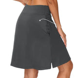 Solid Color Medium Waist Skirt Golf Skirt Sports Tennis Yoga Five-Point Skirt Trousers-Outfit