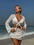 2025 New Solid Color Sexy Summer New Beach Resort In Wind Four-Piece Split