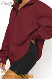 Loose Hoodies Women 2023 Winter Autumn Zip Long Sleeve Oversized Pullover Tops Solid Hoodie Korean Fashion Y2K