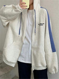 oversized hoodie with zip and blue