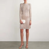 Fongt Early Autumn New Star Fashion Heavy Industry Embroidery Stender Diamond Elastic Dress