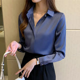 Silk Women's Shirt Long Sleeve Fashion Woman Blouses 2022 Satin Top Female Shirts and Blouse Basic Ladies Tops OL Women