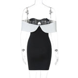 Black Off-shoulder Bodycon Contrast Mini Dress-Outfit
