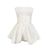 Fongt 2025 New Temperament Elegant Brae Light Luxury Pure Dress Word Collar Heavy Industry Embroidery Dress Skirt