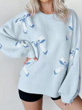 Fongt And Winter Women's Explosive Bow Bows Languid Loose Knitting Shirt