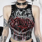 Spring And Summer 2024 New Dark Street Nail Printed Vest Girl-Outfit
