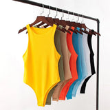 women sexy solid o neck sleeveless bodysuit big stretchy european fashion shirt playsuit