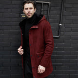 Fongt Long Jacket Fur One-Piece Velvet Jacket Multi-Grain Hooded Men's Coat