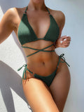 Fongt Single Dress 2023 Bikini Solid Color Sexy Bikini Ladies Split Dress Triangle Bikini B377W-Outfit