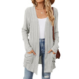 New Pit Long Sleeve Pocket Casual Solid Color Cardigan Coat-Outfit