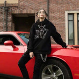 Gothic letters hot drilling hoodie new street fashion brand