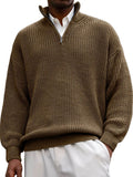 Fongt New Fashion Men's Sweater Casual Long Sleeve Half Zipper Collar Polo Shirt Top Men