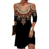 Women's Dresses Summer Ethnic Style Short Sleeve Tops Fashion Loose A-Line Skirt Elegant Casual Lady Vacation Dresses-Outfit