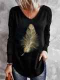 V-neck Leisure Long-sleeved Printed Women's
