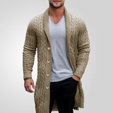 Fongt Men's Men's Long Knit Shirt Coarse Needle Twisting Shirt Sweater Woven Coat