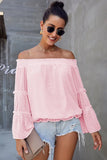 Long Dot Sleeve Chiffon Off-shoulder Off-the-neck Hollow-out Loose