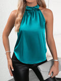 New Summer Satin Vest Women's Solid Color Shoulder-Hanging Sleeveless Blouse-Outfit