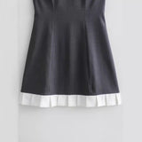 New Spring Style Short Sleeveless Dress With Pleated Hem-Outfit