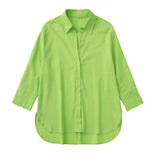 Women Spring Fashion With Side Vents Loose Linen Shirts Vintage Long Sleeve Button-up Female Blouses Blusas Chic
