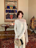 Fongt Xixi 2025 Autumn White Standard Temperament Tiansi Slanted Neck Shirt Lady 100 Cloth Women 89507