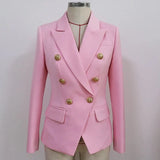 QUALITY 2023 New Fashion Designer Blazer Women's Slim Fitting Metal Lion Buttons Double Breasted Blazer Jacket Baby
